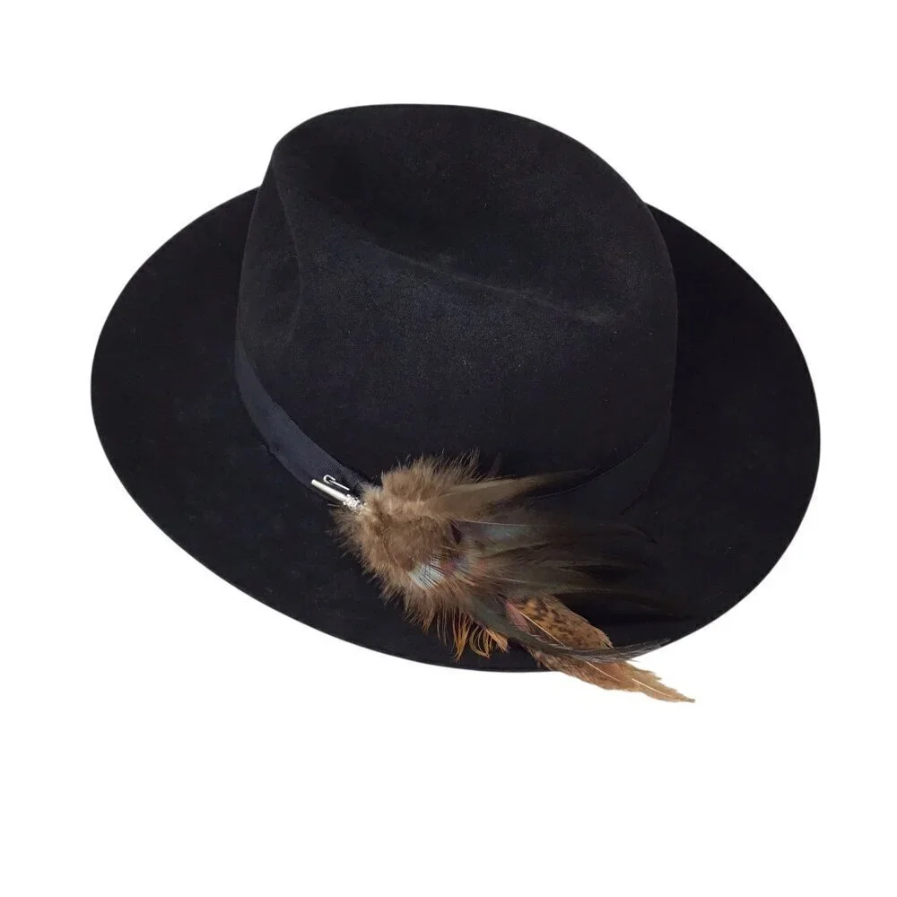 Worth & Worth Christy's London Fine Fur Felt NWOT Fedora Black 7 3/8 England